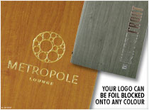 Foil blocked - Your logo can be foil blocked onto any colour