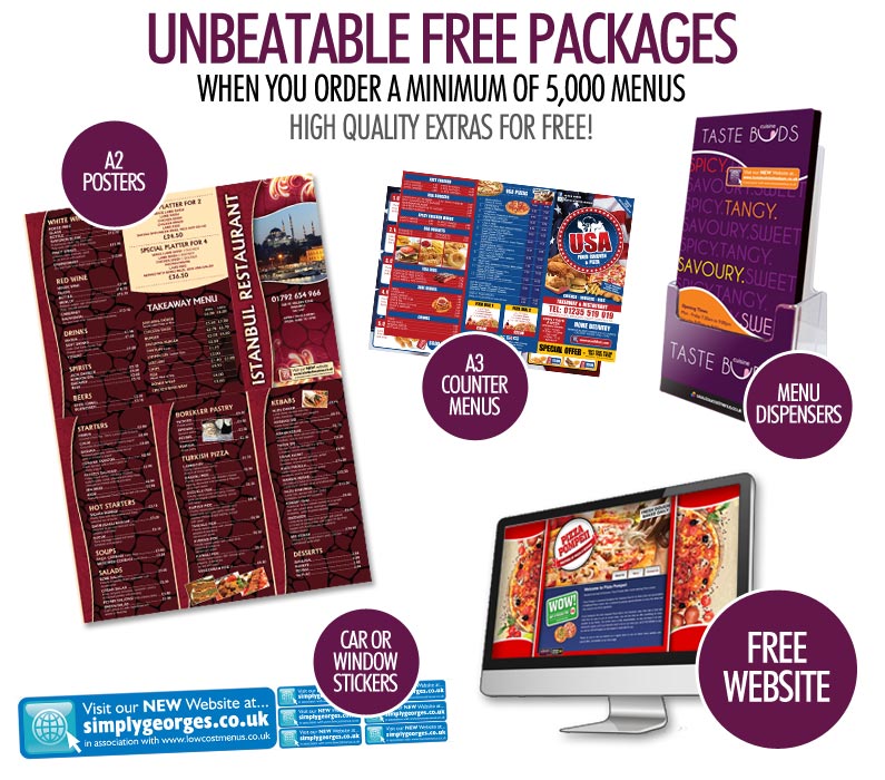 takeaways a3 menus standard fold